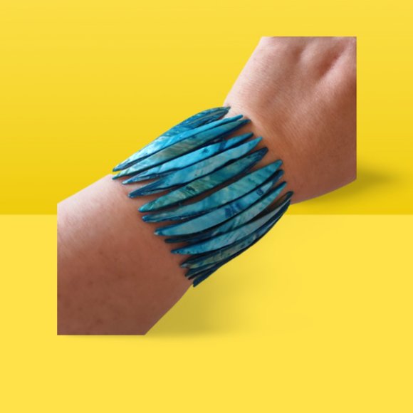 Abalone Shell Bracelet Ocean blue - Picture 1 of 4